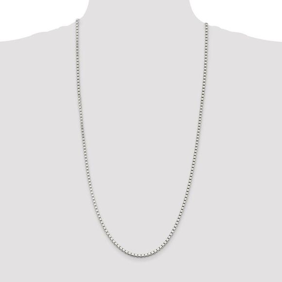 3mm Sterling Silver Solid Classic Box Chain Necklace, 30 Inch - Picture 3 of 8